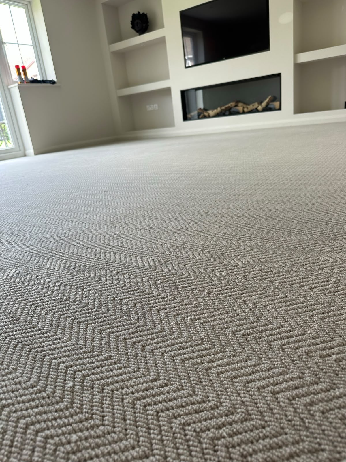 Close-up of textured loop-pile carpet